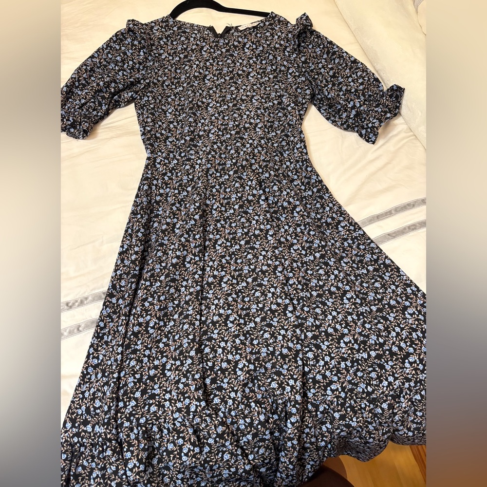 Floral Black and Blue Women's Dress